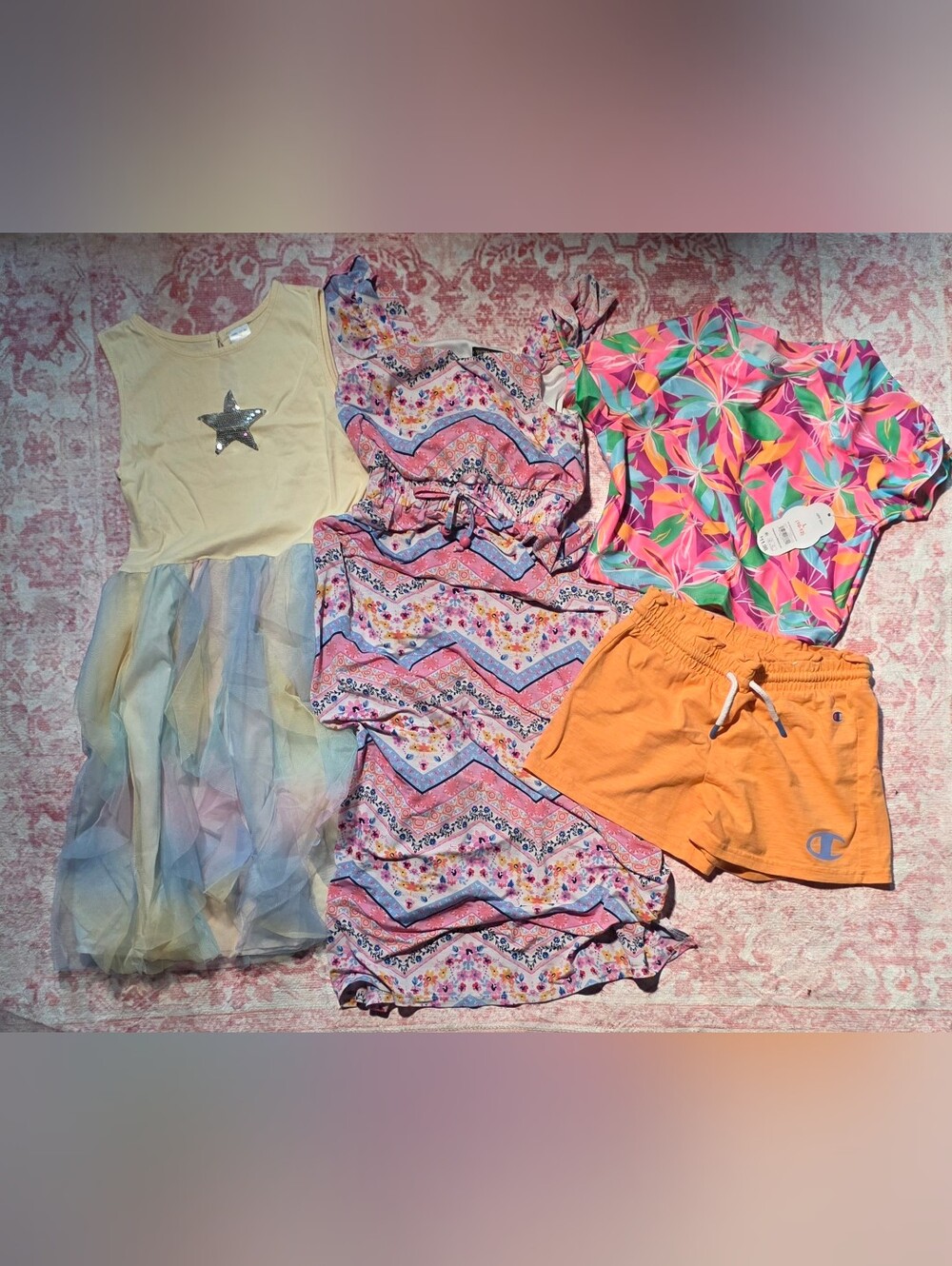 4 Items ( 2 Dresses, Swim Top, & Shorts) Mix Of New & Used - Picture 1 of 6